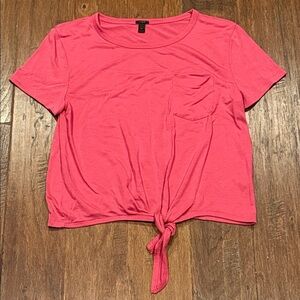Size Medium J. Crew Bright Pink Tie-Front Tee